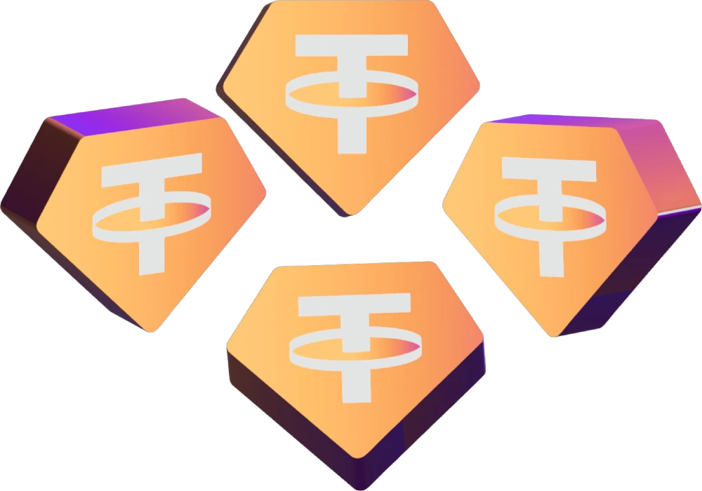 Logos Tether tri-dimensionales agrupados